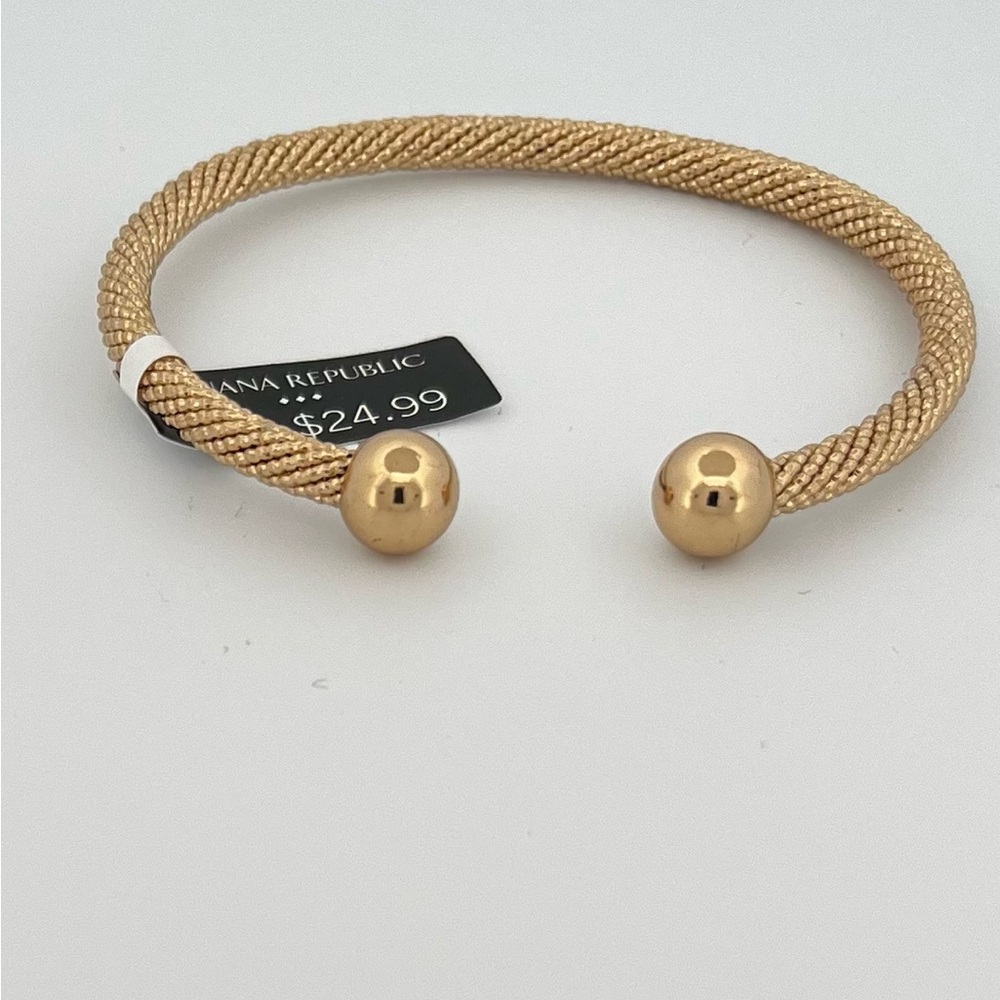Banana Republic Gold Cable Twist Cuff Mesh Bracelet